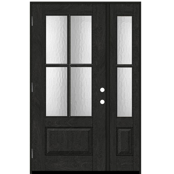 Steves & Sons Regency 51 in. x 80 in. 3/4 Lite 4SDL Oasis Deco Glass RHOS Prefinish Onyx Fiberglass Prehung Front Door 1_ 12 in.SL