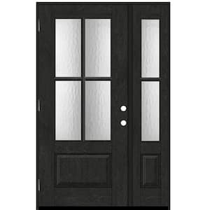 Regency 53 in. x 80 in. 3/4Lite 4SDL Oasis Deco Glass RHOS Prefinish Onyx Fiberglass Prehung Front Door w/1_ 14inSL