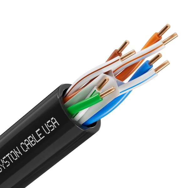 Syston Cable Technology 250 ft. Black CAT6A Plenum Rated-CMP Ethernet Network Cable 700MHz 23AWG Solid Bare Copper Wire No Ends Heat Resistant