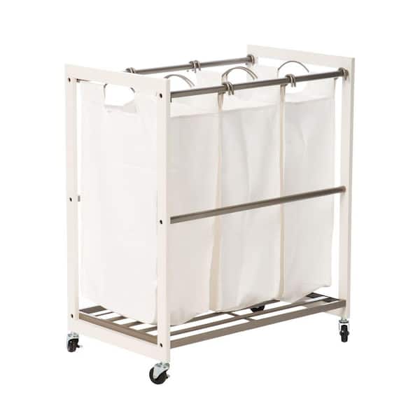 TRINITY Mobile 3-Bag White Laundry Cart