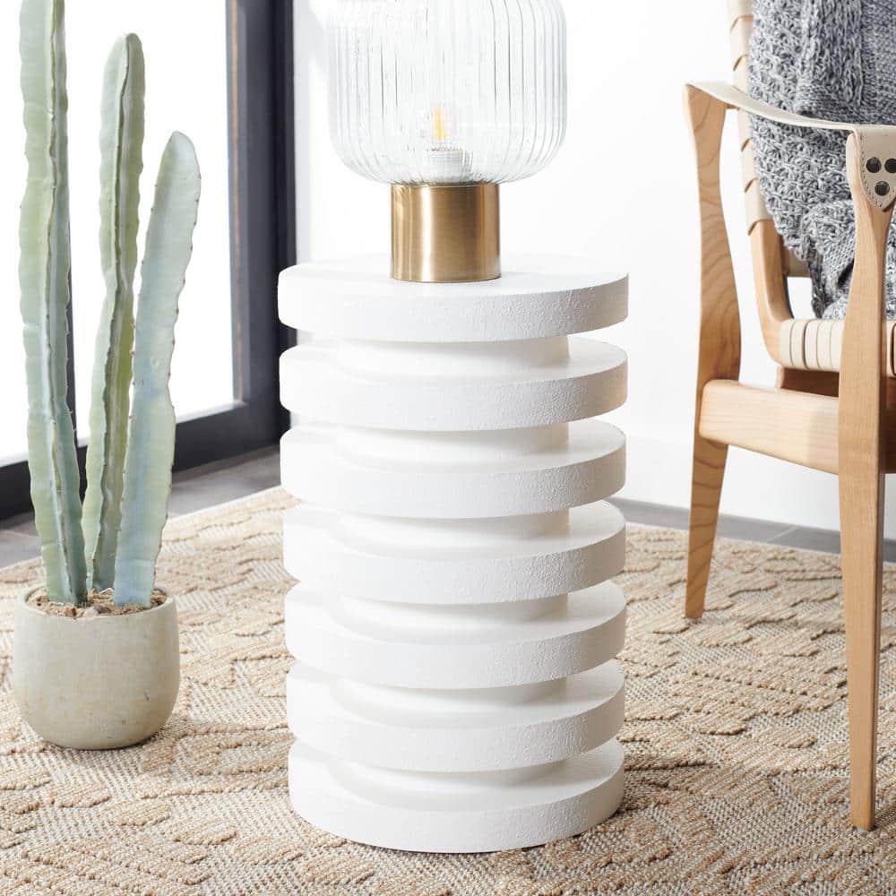 Kaysar 11.8 in. White Round Wood End Table price history on PriceWatchPro