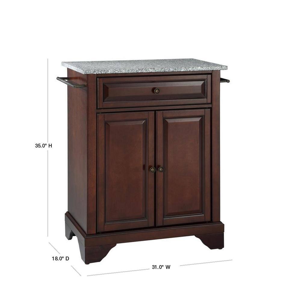 Lafayette Gray Granite Top Mahogany Kitchen Island Cart