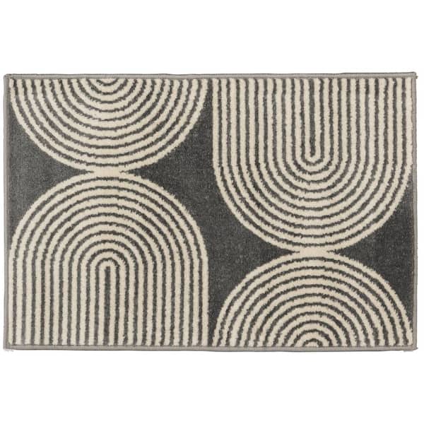 LOOMAKNOTI Tecopa Milburm Gray 2 ft. x 3 ft. Geometric Polypropylene Indoor/Outdoor Area Rug