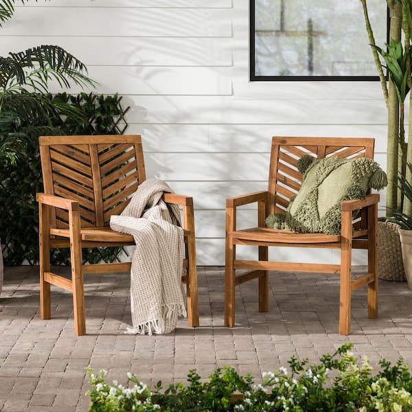 Tenleaf 2-Piece Brown Acacia Wood Outdoor Lounge Chair