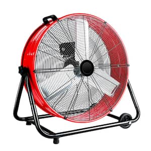 Industrial Fan 24 Inch Heavy Duty Drum 3 Speed 8100 CFM Air Circulation High Velocity Fan For Warehouse Red