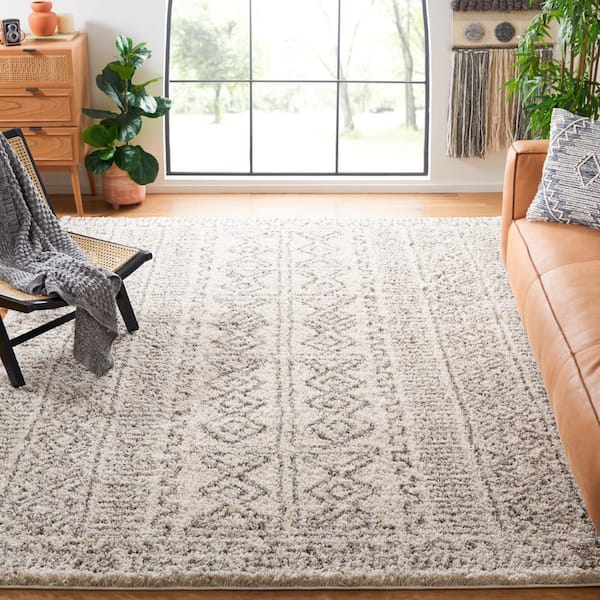 Hudson Shag 11 ft. x 15 ft. Ivory/Gray Tribal Area Rug