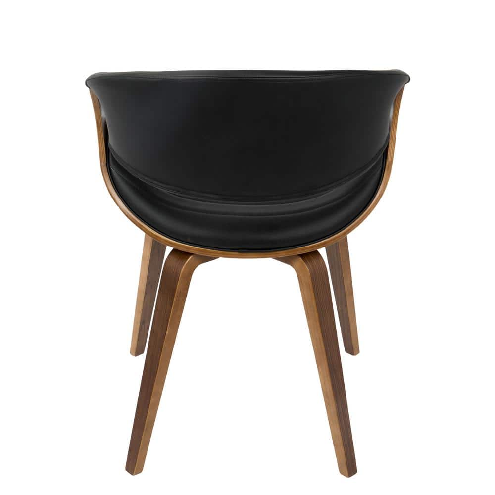Symphony High-Back Black Faux Leather & Walnut Wood Arm Chair