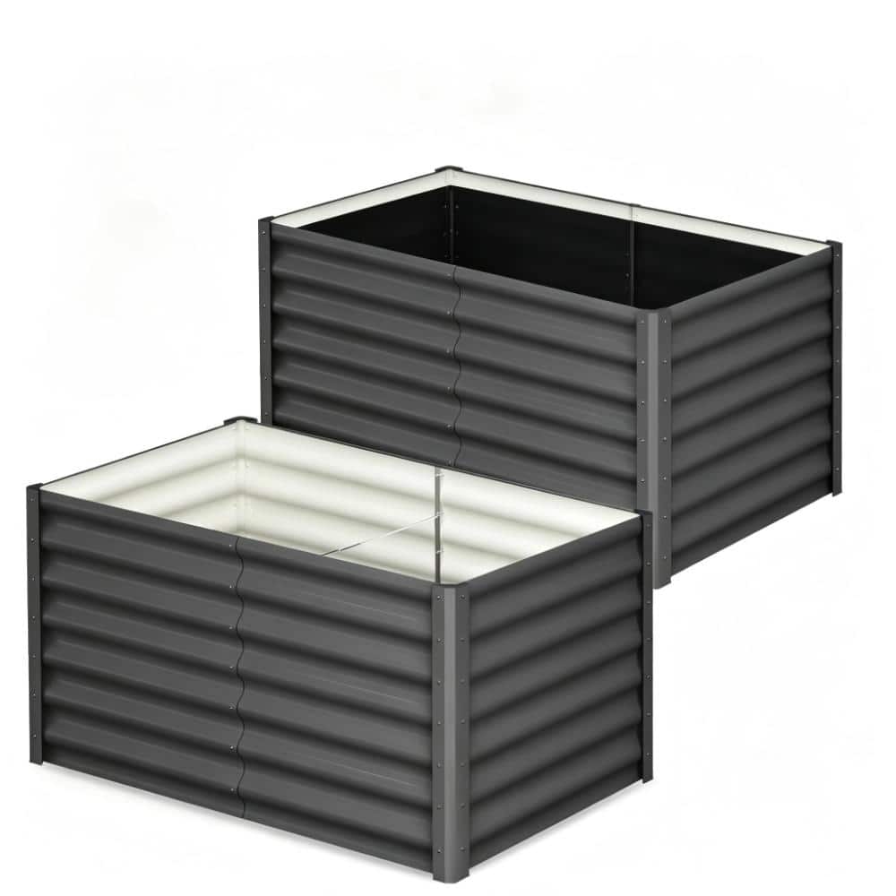 Heavy-Duty Galvanized Raised Garden Bed Kit Large Metal Planter Boxes for Vegetables, Flowers 6x3x2ft Dark Gray 2pk price history on PriceWatchPro