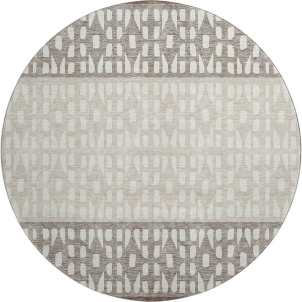 Addison Rugs Mayfield Premium Machine Washable Abstract AMF964 Chocolate 8 ft. x 8 ft. Round Rug