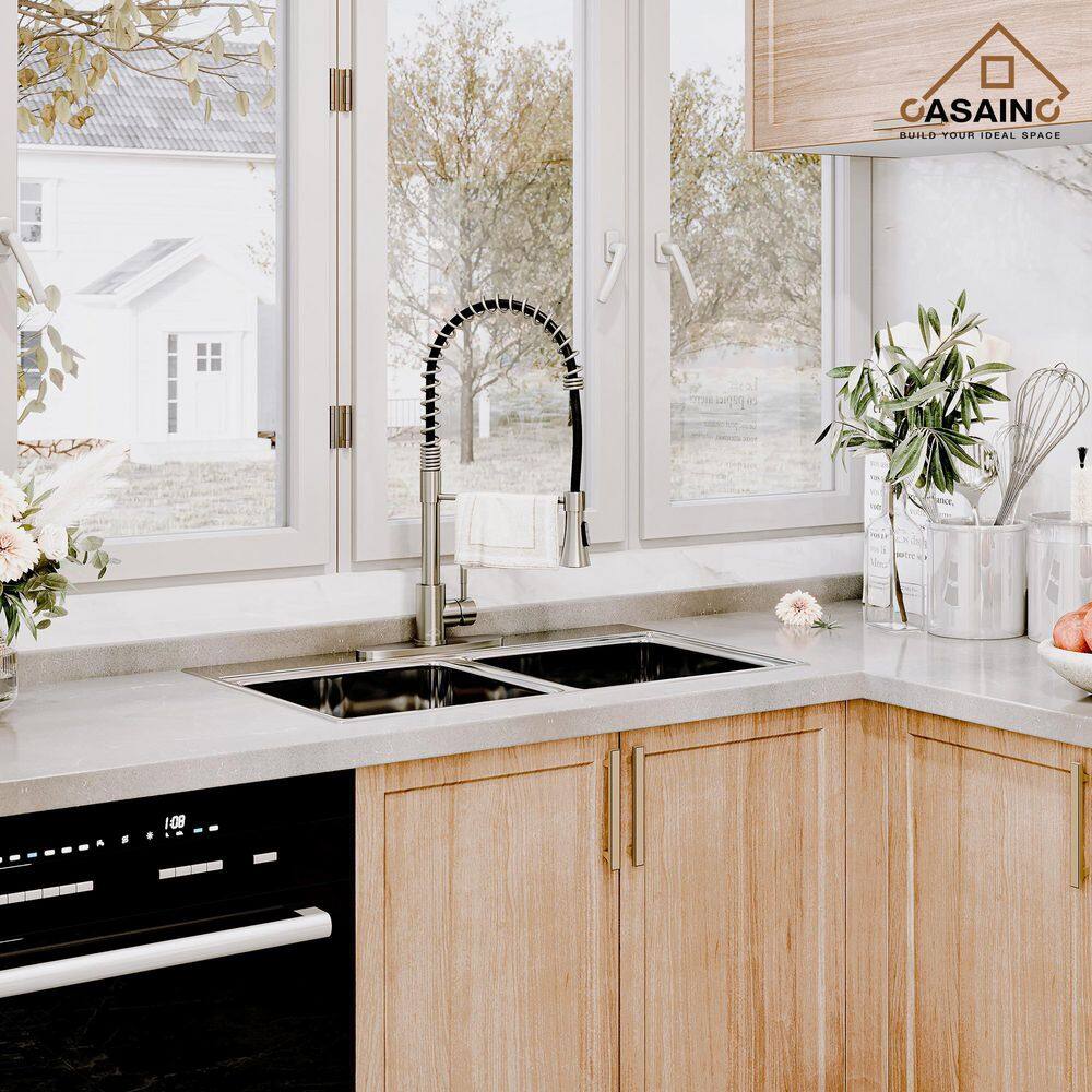 33" Brushed Stainless Steel Farmhouse Kitchen Sink with Faucet