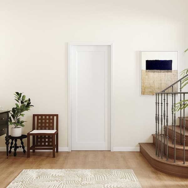 30 in. x 80 in.1 Panel MDF, White Primed Wood, Pre-Finished Door Panel Interior Door Slab