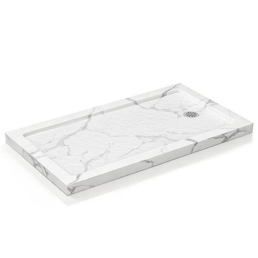 36 in. L x 36 in. W Single/Double Threshold Alcove Shower Pan Base with Left/Right Drain and Flange Kit in Carrara White price history on PriceWatchPro