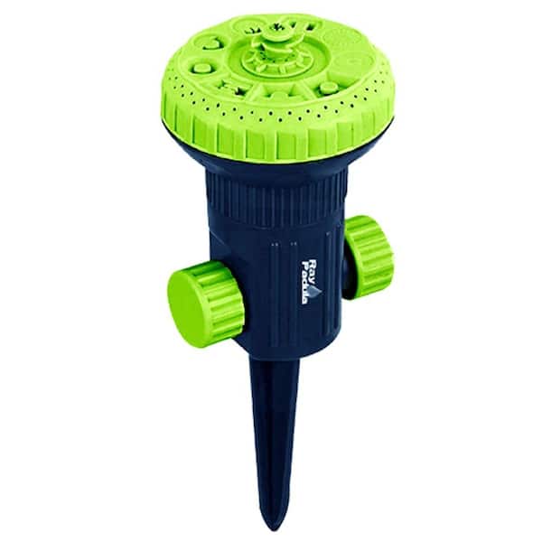 Ray Padula 2-in-1 9-Pattern Turret Stationary Sprinkler on In-Series Spike