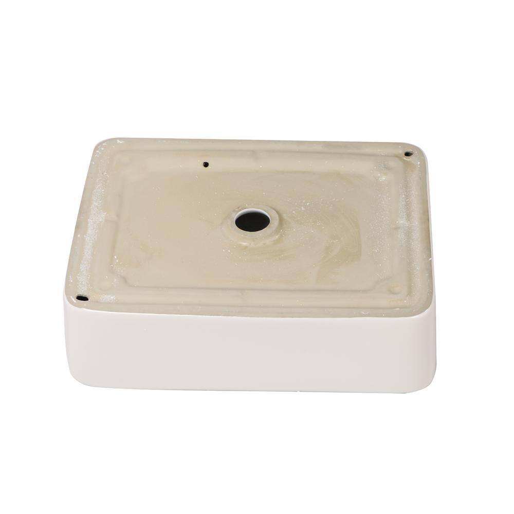 16"x12" White Ceramic Rectangular Bathroom Sink
