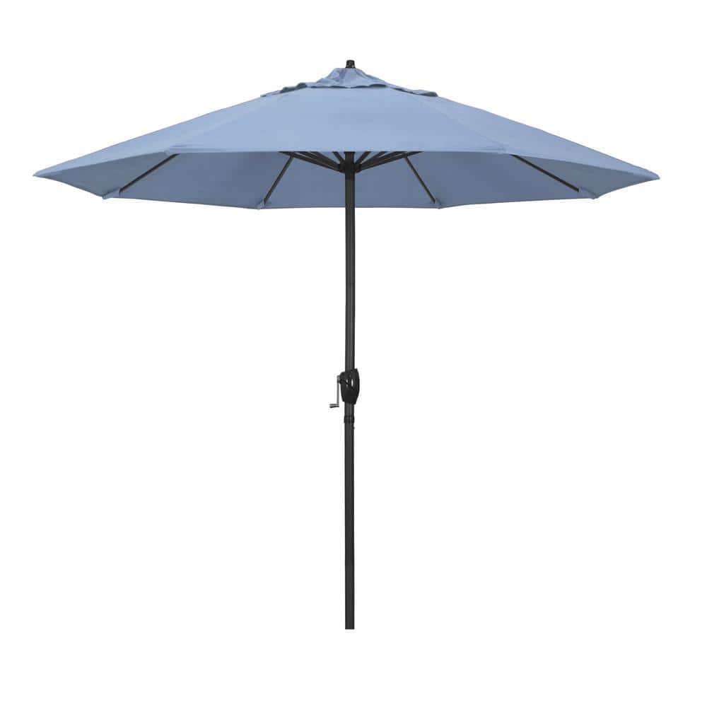 9 ft. Black Aluminum Market Patio Umbrella Auto Tilt in Air Blue Sunbrella price history on PriceWatchPro