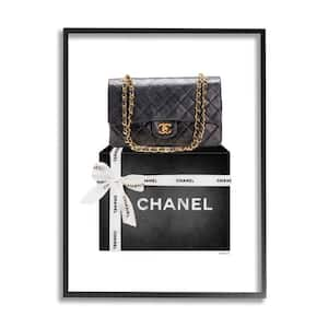 "Black Quilted Purse on Bold Glam Bow Box" by Amanda Greenwood Framed Abstract Wall Art Print 24 in. x 30 in.