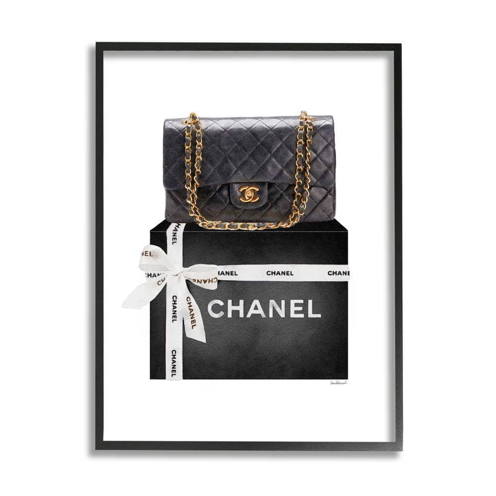 Black Quilted Purse on Bold Glam Bow Box by Amanda Greenwood Framed Abstract Wall Art Print 24 in. x 30 in. price history on PriceWatchPro