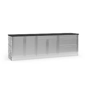 Outdoor Kitchen Signature Series SS 111.16 in. L x 25.5 in. D x 37 in. H 4-Piece Cabinet Set in White Crystal Marble