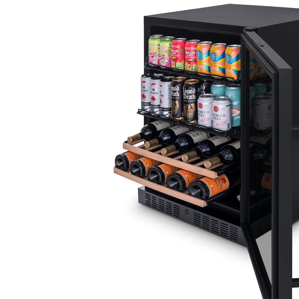 Newair 24" Black Stainless Steel Dual Zone Wine and Beverage Refrigerator