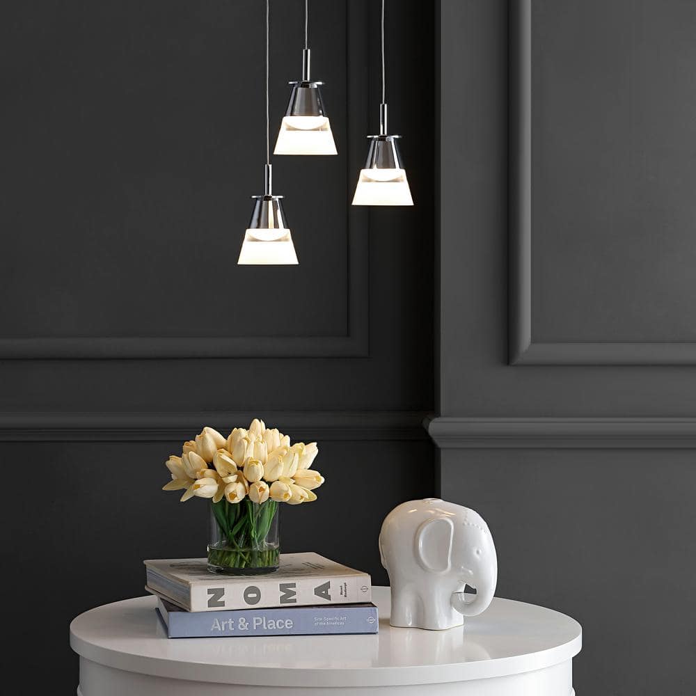 Alain Modern 12.5" Chrome 3-Light Adjustable Cluster LED Pendant