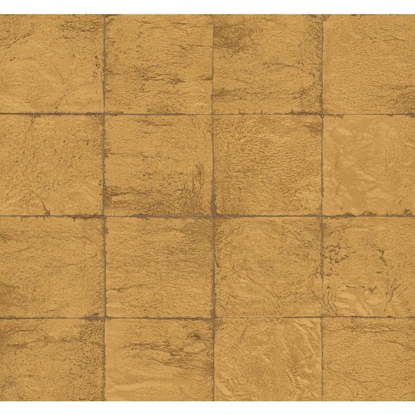 Seabrook Designs 60.75 sq. ft. Metallic Honey Felton Faux Tile Paper Unpasted Wallpaper Roll