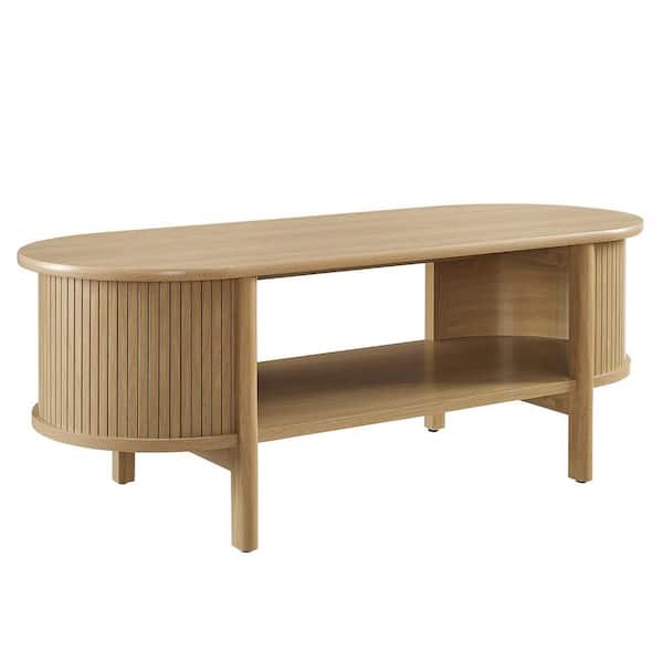 MODWAY Cadence 18.5 in. Oak Oval MDF Coffee Table