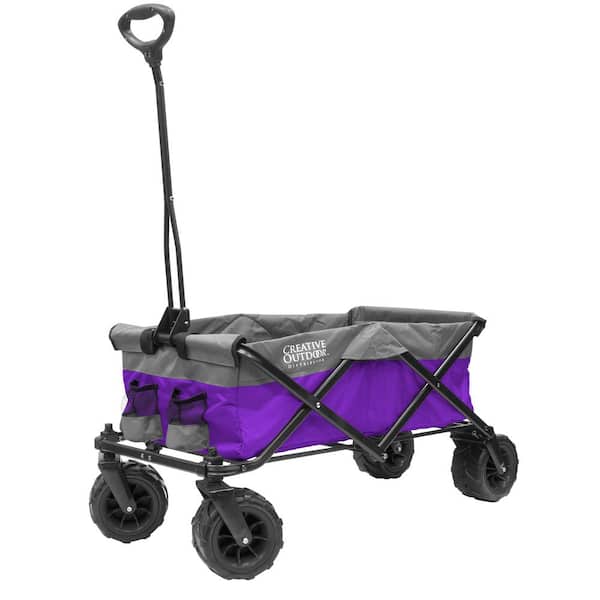 Creative Outdoor 3.2 cu. ft./150 lbs. Capacity Fabric and Steel Folding Wagon Garden Cart in Purple/Gray