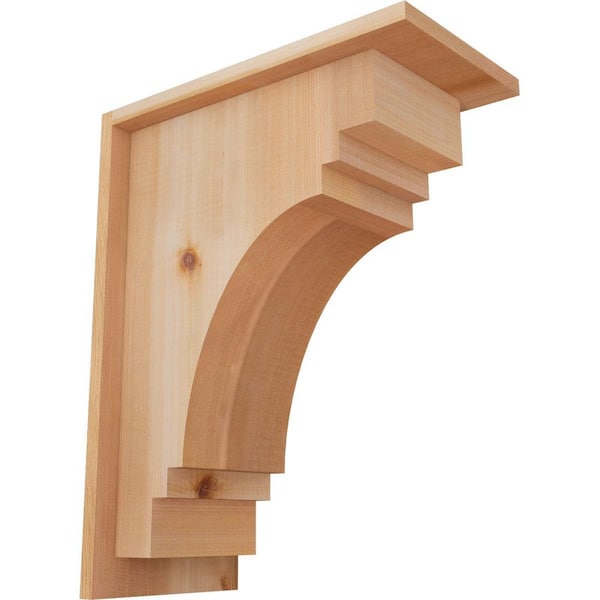 Ekena Millwork 7-1/2 in. x 14 in. x 18 in. Western Red Cedar Pescadero Smooth Corbel with Backplate