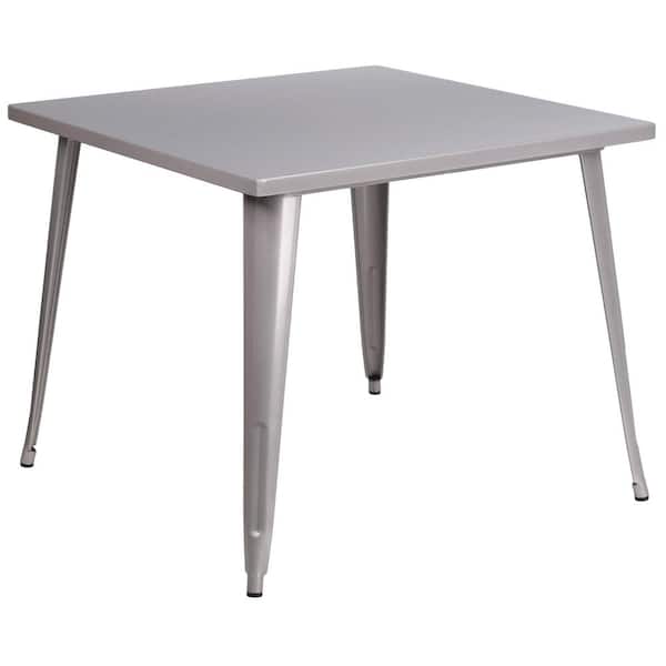 Carnegy Avenue Silver Square Metal Outdoor Bistro Table