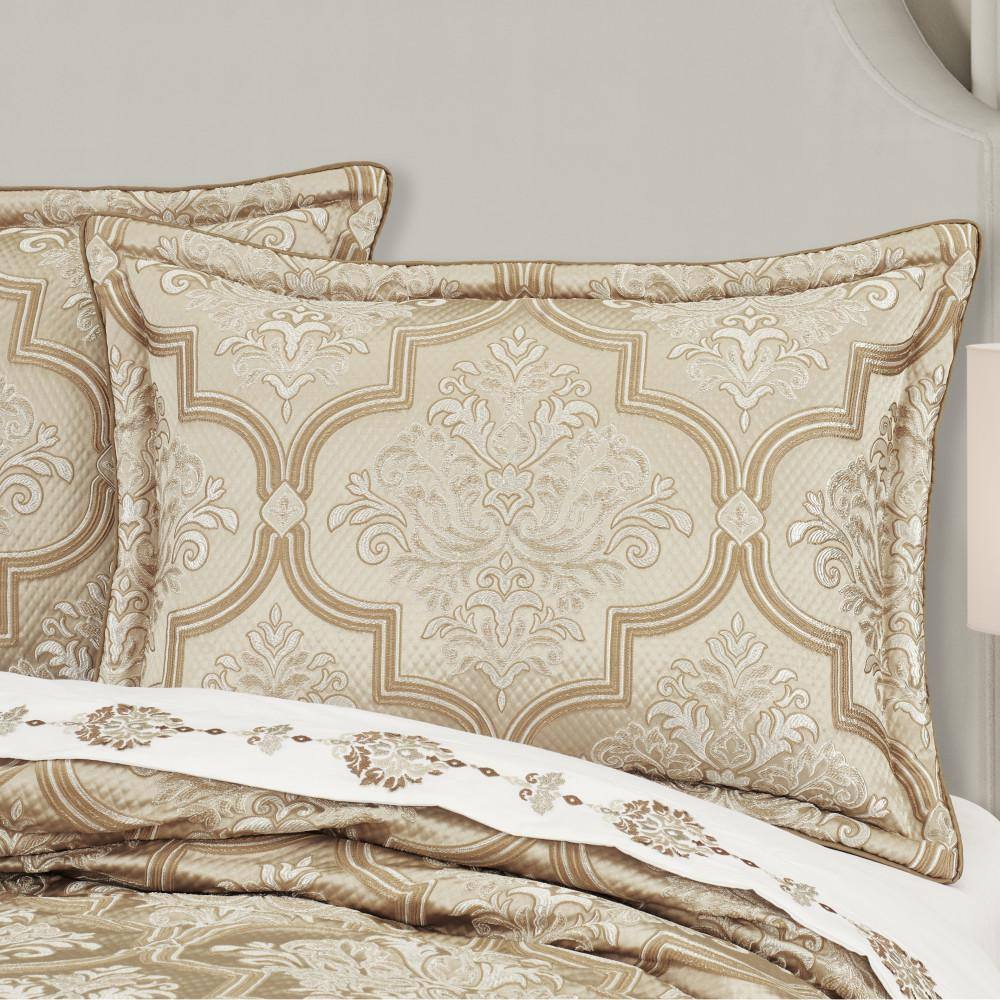 Queen White Reversible Embroidered Plush Bedding Set