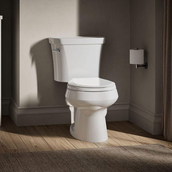 Wellworth 14 in. Rough In 2-Piece 1.28 GPF Single Flush Round Toilet in White Seat Not Included