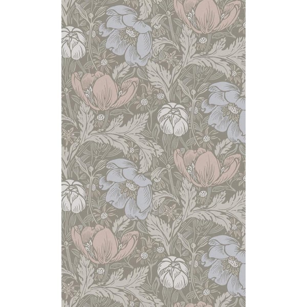 Beige and White Bold Leaves and Flowers Tropical Shelf Liner Non- Woven Non-Pasted Wallpaper (57 sq. ft.) Double Roll