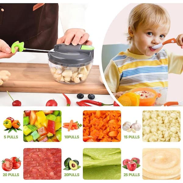 Lynzavix Manual Food Processor Vegetable Chopper Gray-Green Hand