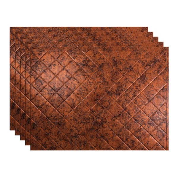 Fasade Quilted 18.25 in. x 24.25 in. Vinyl Backsplash Panel in Moonstone Copper (5-Pack)