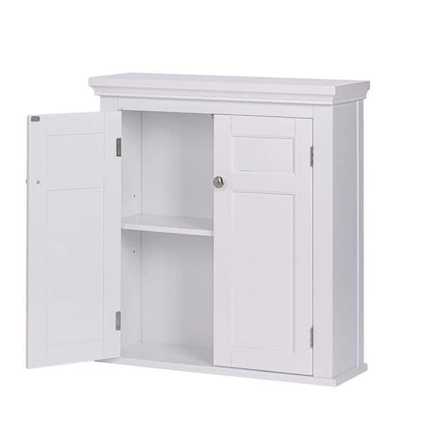 Dracelo 23.62 in. W x 7.87 in. D x 25.2 in. H Bathroom Storage Wall Cabinet in White