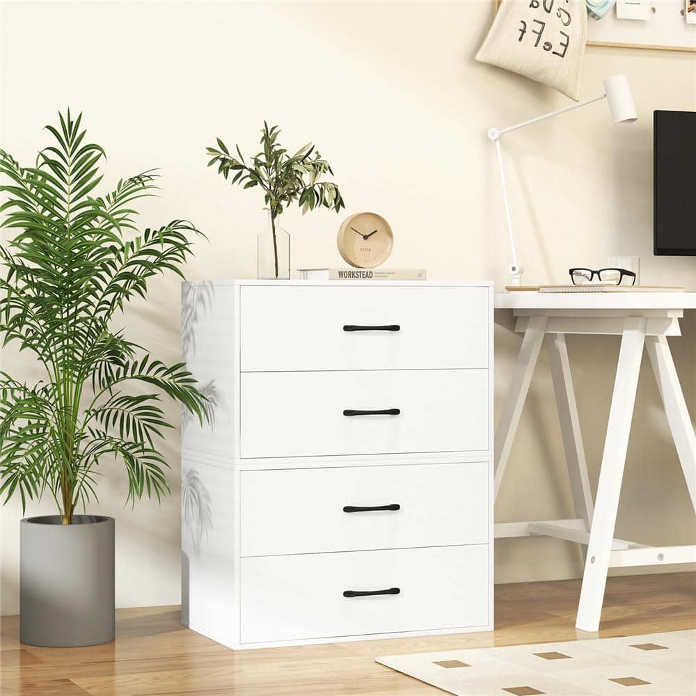 White Horizontal 2-Drawer Stackable Storage Cabinet