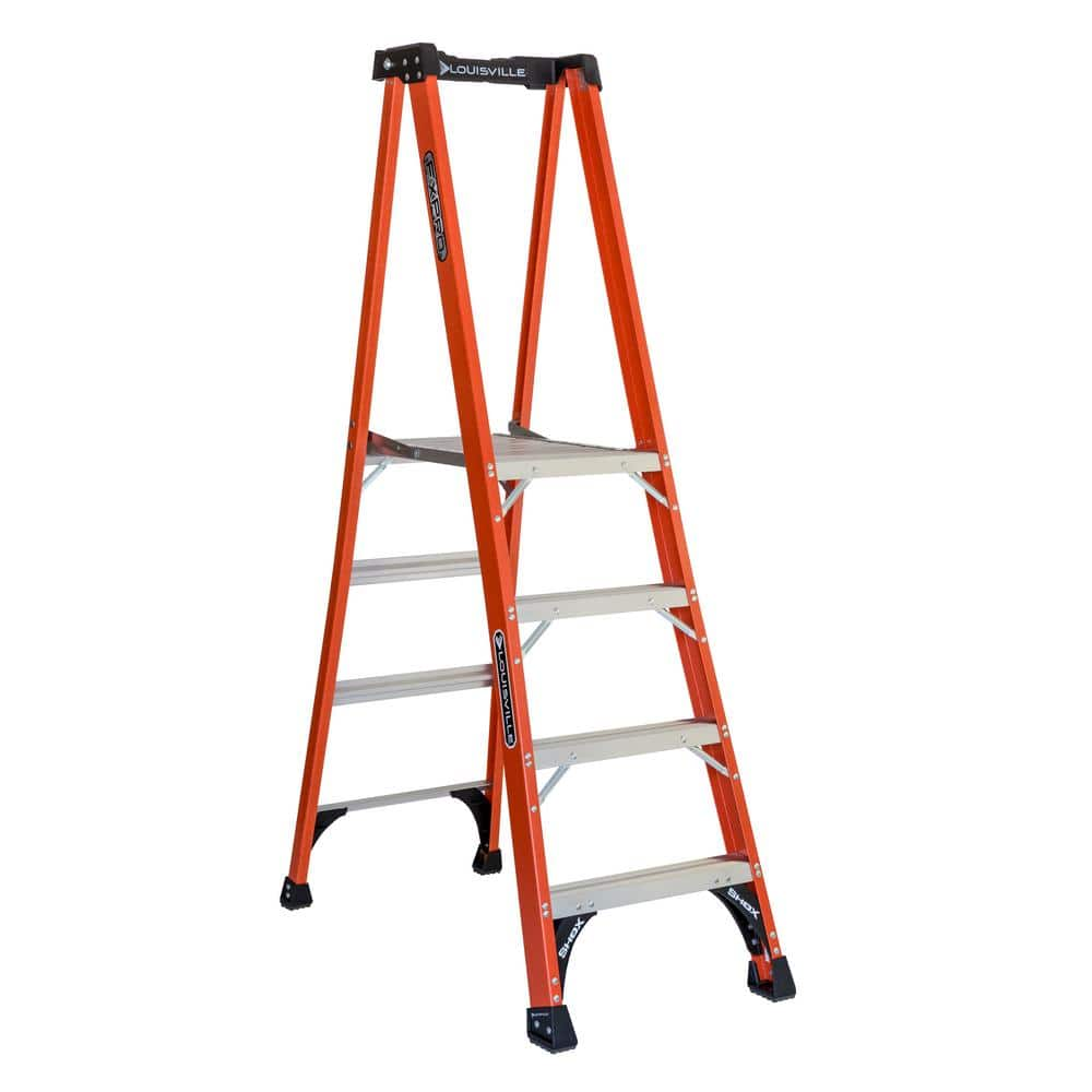 Louisville Ladder 4 ft. Fiberglass Pinnacle PRO Platform Ladder with ...