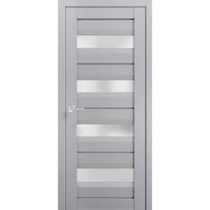 7455 32 in. x 84 in. Right-Hand/Inswing Solid Frosted Glass Matte Grey Single Prehung Interior Door with Hardware