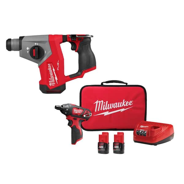 M12 FUEL 12V Lithium-Ion Brushless Cordless 5/8 in. SDS-Plus Rotary Hammer Drill, & M12 Screwdriver Kit