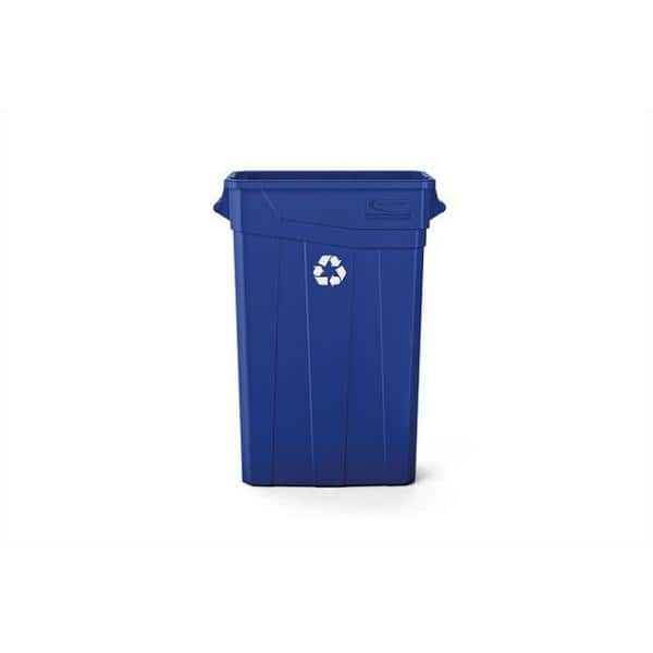 23 Gallon Heavy-Duty Plastic Slim Commercial Blue Rectangular Trash Can No  Lid