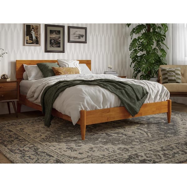 AFI Aria Light Toffee Natural Bronze Solid Wood Frame Full Modern Low Profile Platform Bed