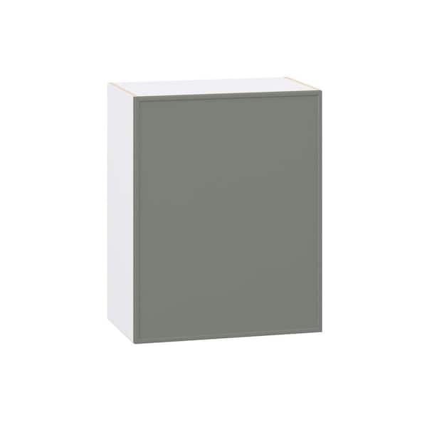 J COLLECTION Fairview 24 in. W x 14 in. D x 30 in. H Assembled Slim Shaker Wall Kitchen Cabinet in Moss Green