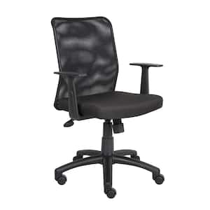 Black Mesh Task Chair with T-Arms, Seat Height Adjustment