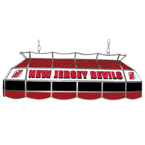 Trademark Global NHL New Jersey Devils 3-Light Stained Glass Tiffany Lamp