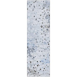 Mayfield Premium Machine Washable Abstract AMF2007 Sky 2 ft. x 7 ft. Runner Rug
