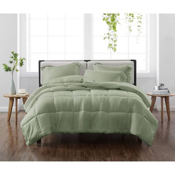 Cannon Solid Green Full/Queen 3-Piece Comforter Set