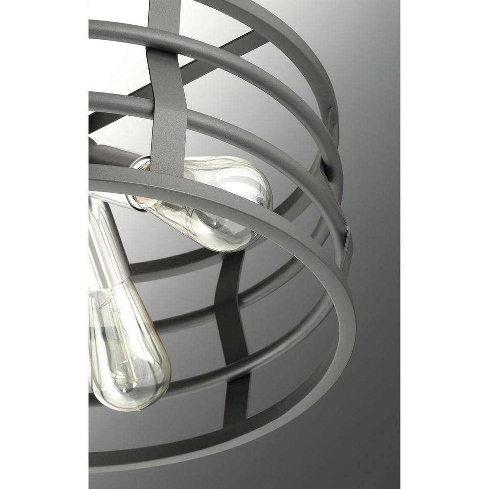Industrial Black and Brushed Nickel 4-Light Drum Pendant