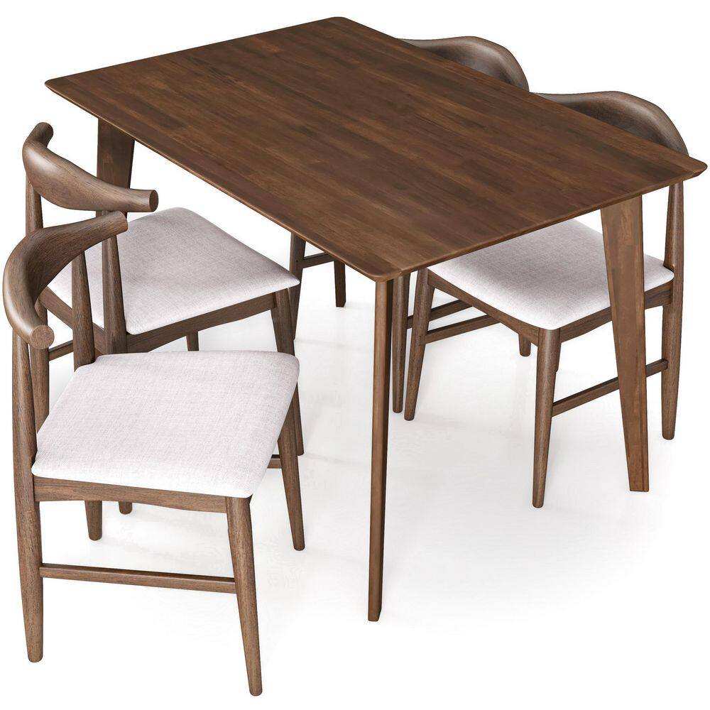 DC DICLASSE Wood Dining Table 47in Mid Century Farmhouse Room Rectangular  Table Small Kitchen Table 4 People Home Restaurant Breakfast Furniture  Brown