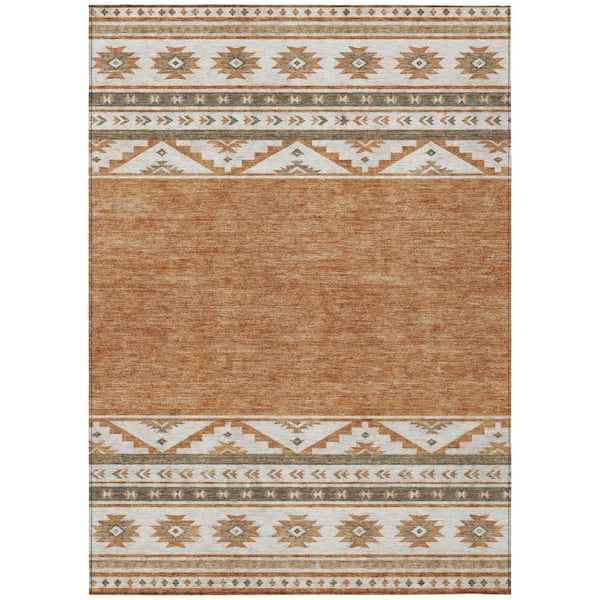 Chantille Machine Washable Indoor/Outdoor Abstract ACN3075 Copper 5 ft. x 7 ft. 6 in. Area Rug