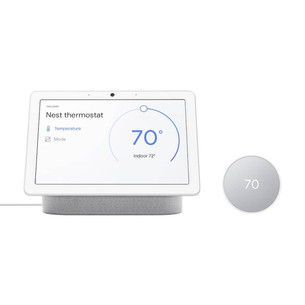 Google Nest Thermostat Snow Plus Nest Hub Max 10 ft. Smart Display